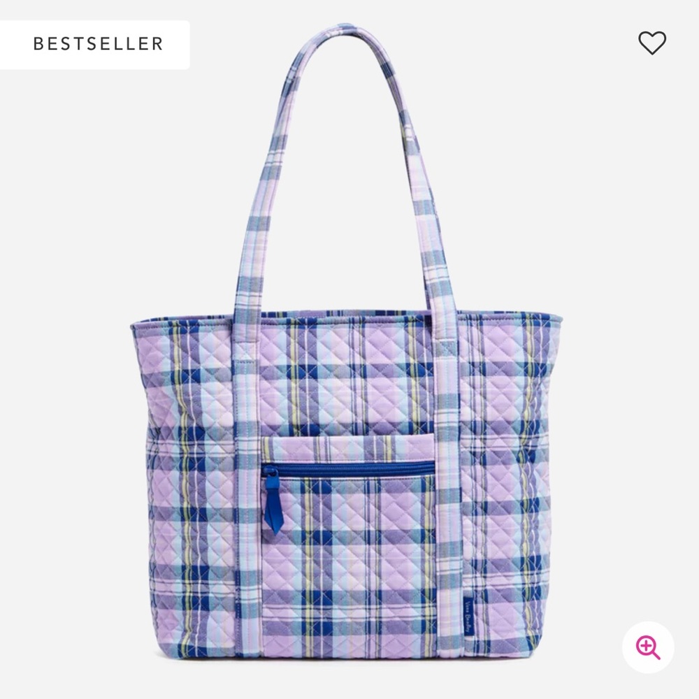 NWT Vera Bradley Vera Tote in Amethyst Plaid